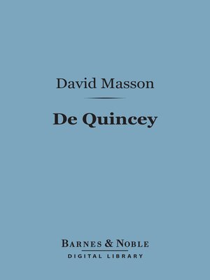 cover image of De Quincey (Barnes & Noble Digital Library)